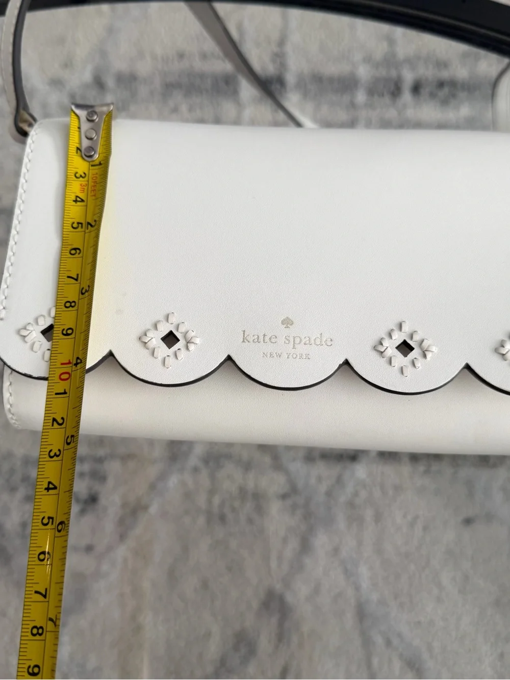 kate spade Magnolia Street White Scallop Trim Leather Crossbody